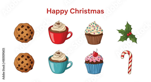 Happy christmas with christmas sweets and drinks