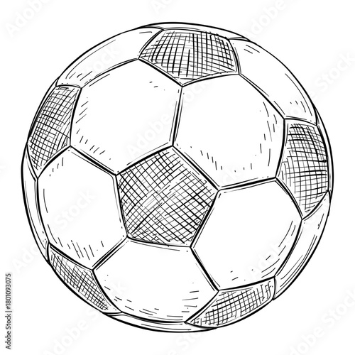 soccer ball vector line art hand drawn illustration