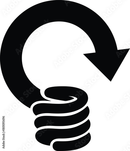 Energyefficient light bulb with a circular arrow indicating recycling or renewal.