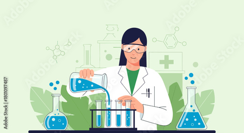 Scientist Performing Lab Experiment With Scientific Glassware and Chemical Liquid
