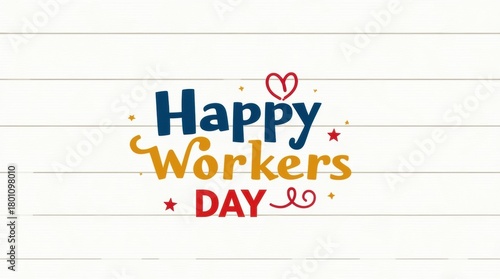 Happy workers day celebration with colorful typography and festive elements
