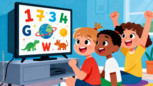Children Watching Educational TV