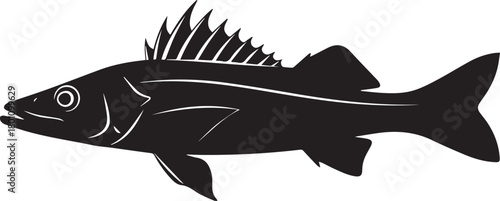 Black Silhouette of a Walleye Fish silhouette