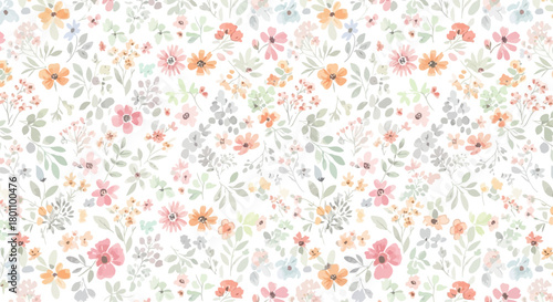 Colorful Flower Pattern – Modern Botanical Seamless Vector Illustration