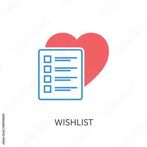 Vector illustration of heart and checklist icon representing a wishlist