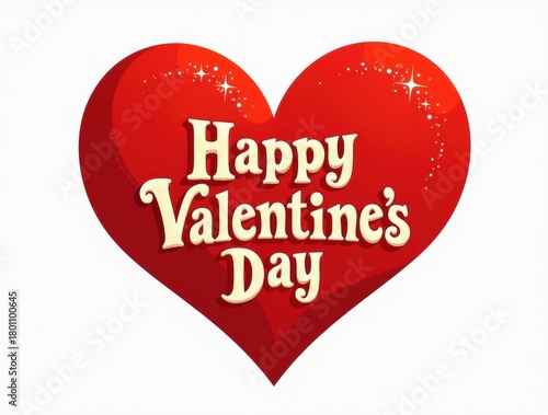 Bright red heart with happy valentine s day message