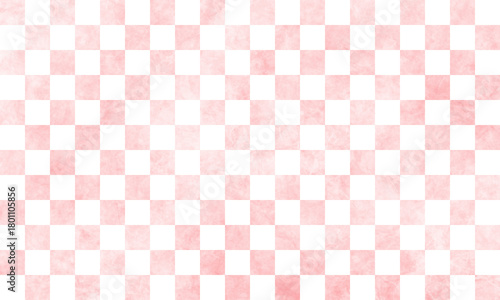 水彩ピンクの市松模様背景　透過