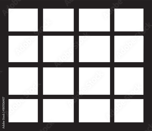 Grid of sixteen white squares on black background vector