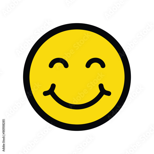 Happy Smiling Face Emoji Icon | Joyful Emotion and Positive Feedback Symbol Vector