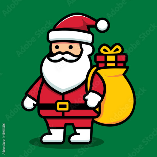 Christmas santa claus faces and full body vector illustration