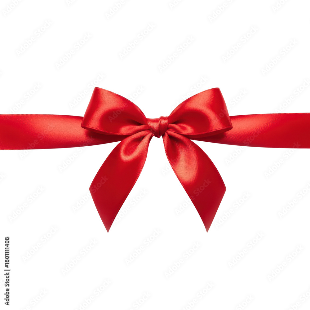 Fototapeta premium Red ribbon bow isolated on transparent background for gift decoration