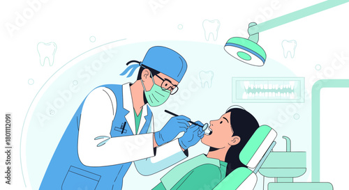 Dentist Performing Oral Examination on a Patient Showing Dental Health Care in Clinic