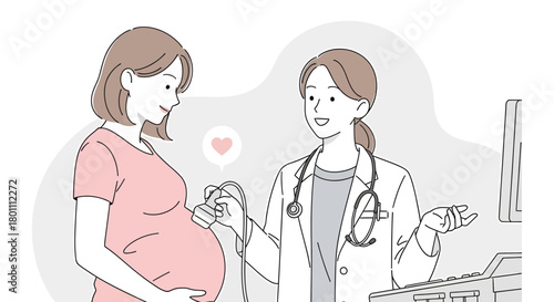 Expectant Mother Gets Ultrasound from Doctor During Prenatal Healthcare Appointment