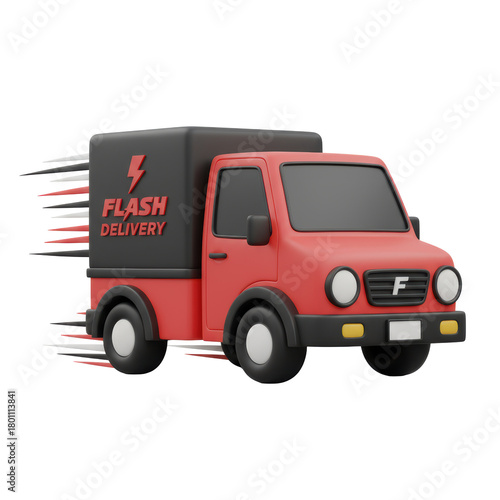 Wallpaper Mural Fast delivery truck red van motion arrows courier service Torontodigital.ca