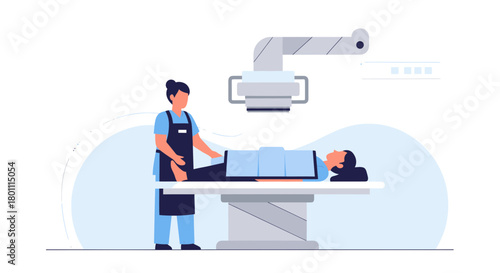 Illustration Of Medical Exam With Healthcare Professional And Patient In Hospital Setting