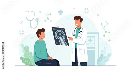 Medical Consultation: Doctor Explaining Scan Results To The Patient In Office Setting