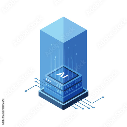 Conceptual rendering of advanced artificial intelligence server technology.