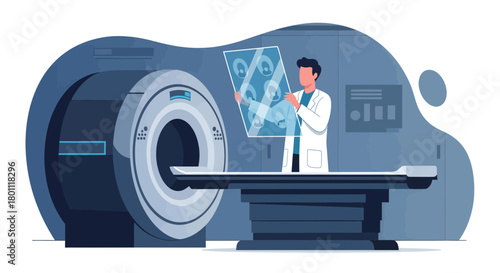 Medical Professional Analyzing Scan Results In Diagnostic Imaging Environment