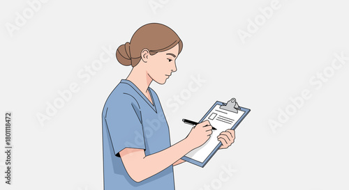 Medical Professional Carefully Documents Report On Patient's Condition Accurately