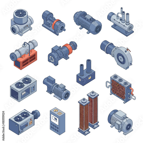 A collection of industrial equipment for various applications.