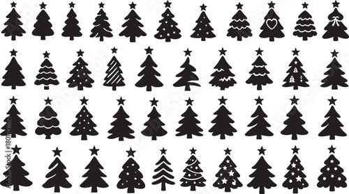 Christmas Tree Silhouette Vector Set