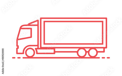 Abstract red silhouette of a cargo truck against a white backdrop. Line art representation from the side.
Black delivery van. Commercial truck for express services.
Vector design.