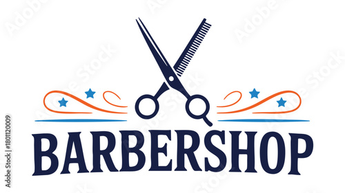 Barbershop hair styling emblem