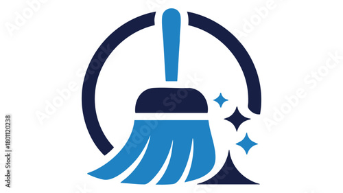 Clean sweep service broom icon