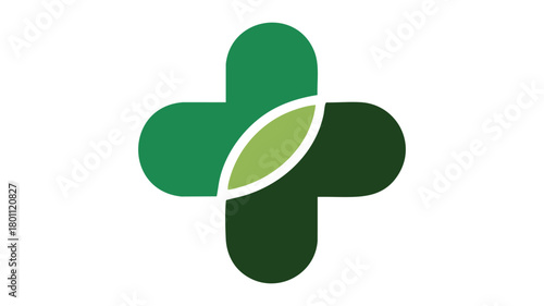 Healthy green leaf cross symbol