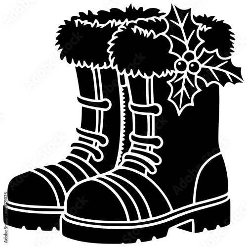 winter illustration fashion silhouette footwear logo boot icon shoes outline style boots snow design shoe clothing leather female brown shape with vector graphic background