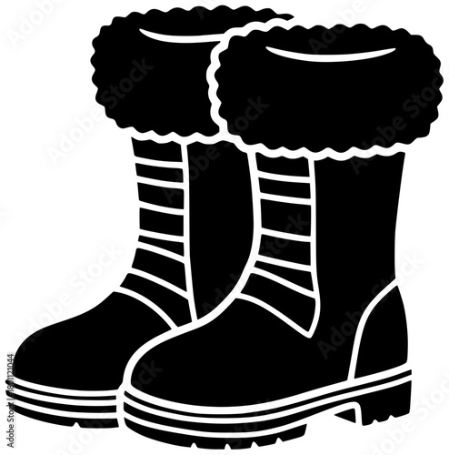 winter illustration fashion silhouette footwear logo boot icon shoes outline style boots snow design shoe clothing leather female brown shape with vector graphic background