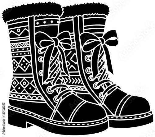 winter illustration fashion silhouette footwear logo boot icon shoes outline style boots snow design shoe clothing leather female brown shape with vector graphic background
