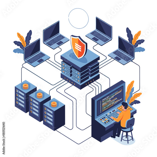 Securing a distributed network infrastructure with robust data protection solutions.