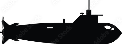 Submarine Silhouette – Underwater Vessel Vector Icon