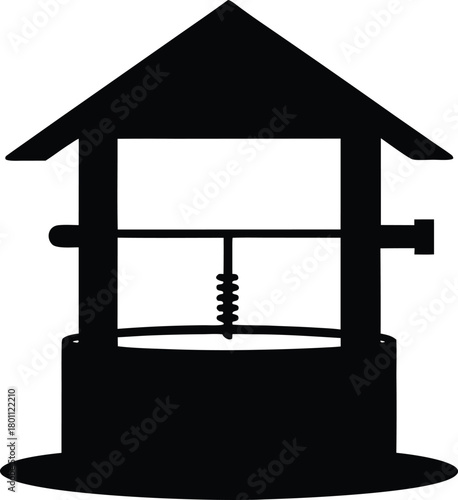 Water Well Silhouette – Old Well Vector Icon