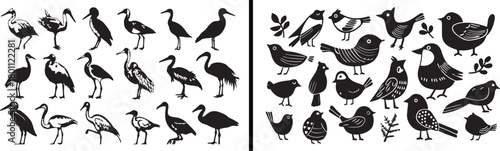 birds silhouette vector, flying bird illustration, wildlife concept design, freedom art artwork, nature movement art, minimal black white design, animal flight sketch, environmental illustration vecto