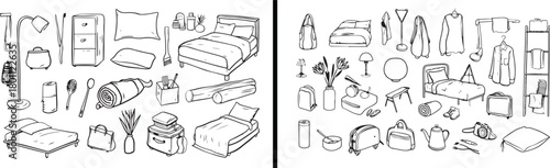 bathroom doodle vector, minimal line art, interior accessory illustration, shower and bathtub sketch, hygiene concept drawing, modern black white design, bathroom equipment art, household cleanliness 