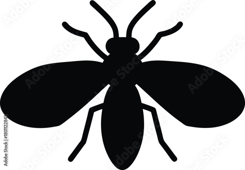 Whitefly Silhouette – Agricultural Pest Insect Vector Illustration