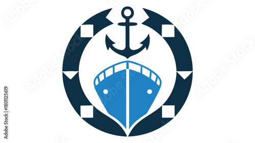 Nautical ship anchor logo design