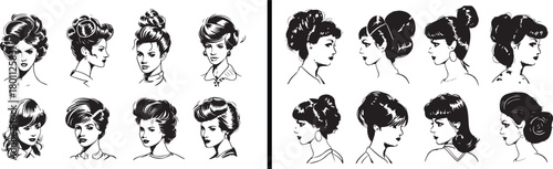 woman portrait sketch, vintage female illustration, beauty art drawing, feminine style vector, hair and makeup design, aesthetic line artwork, minimalist character portrait, classic woman design, eleg