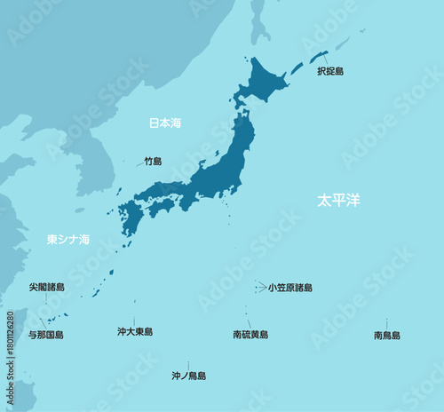 日本の領土・領海 MAP ベクターイラスト