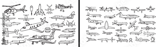Fotografía airplane doodle art, aviation vector sketch, flying object illustration, flight