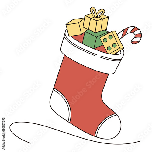 Clean Block 3D Vector Filled Christmas Stocking Illustration. Solid Blocks for Stocking and Toy Fillings.