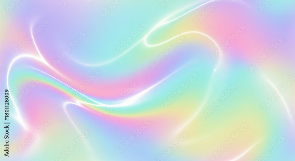 Fototapeta premium Iridescent neon background. Holographic Abstract soft pastel colors backdrop. Hologram Foil Aesthetic. Trendy vaporwave creative gradient. 