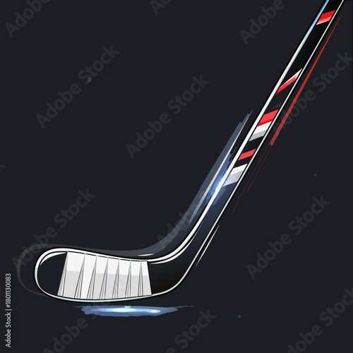 Illustration of a hockey stick with red and white stripes.