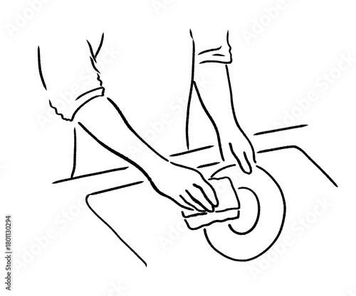 皿洗いをする人の手のベクターイラスト