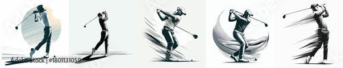 vector image of a man playing golf on a white background