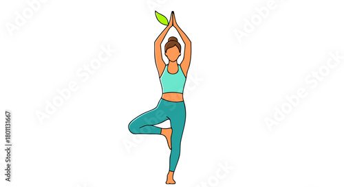 Woman in tree pose practicing yoga for wellness and balance.