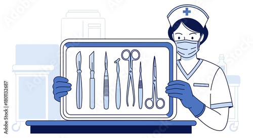 Medical Professional Displays Surgical Tools Ready For Operation Procedures