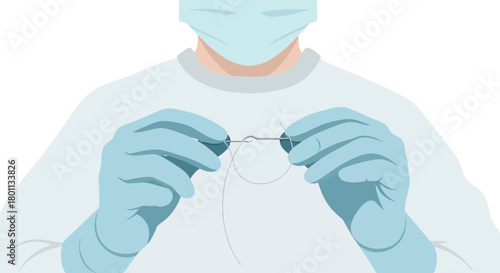 Medical Professional Performing a Surgical Suturing Procedure to Close up Incisions Quickly